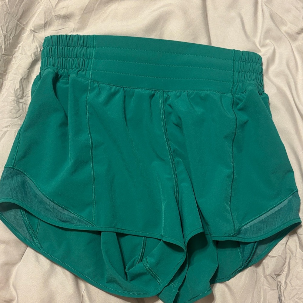 Women’s Active High-Waist Green Running Shorts High Rise Size 4 2.5 Inch